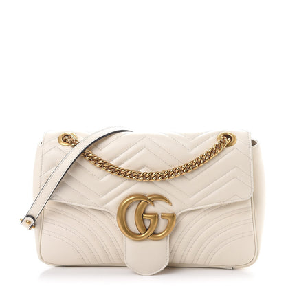 Gucci Calfskin Matelasse Medium GG Marmont Shoulder Bag White 1 of 9