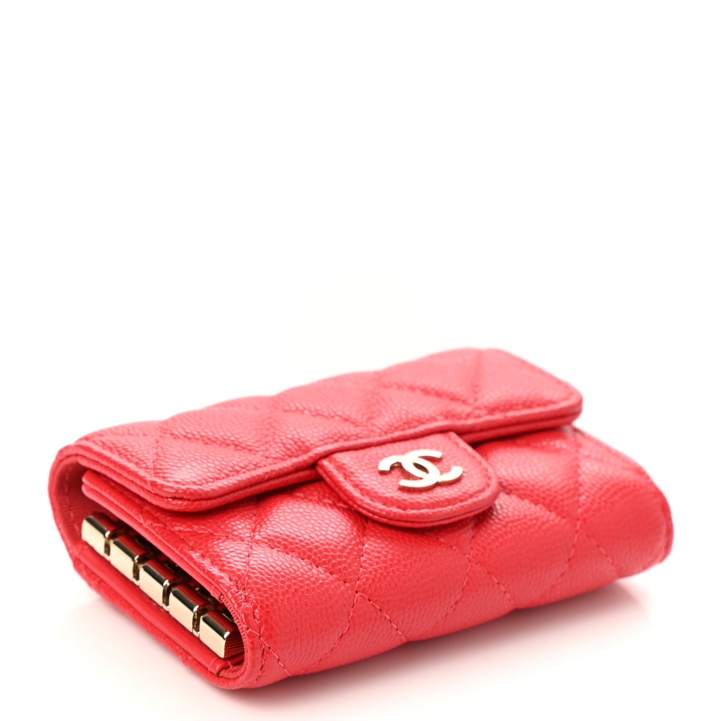 Caviar Quilted Classic 4 Key Holder Wallet Dark Pink