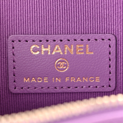 Chanel Lambskin Quilted CC In Love Heart Clutch With Chain Purple 6 of 12
