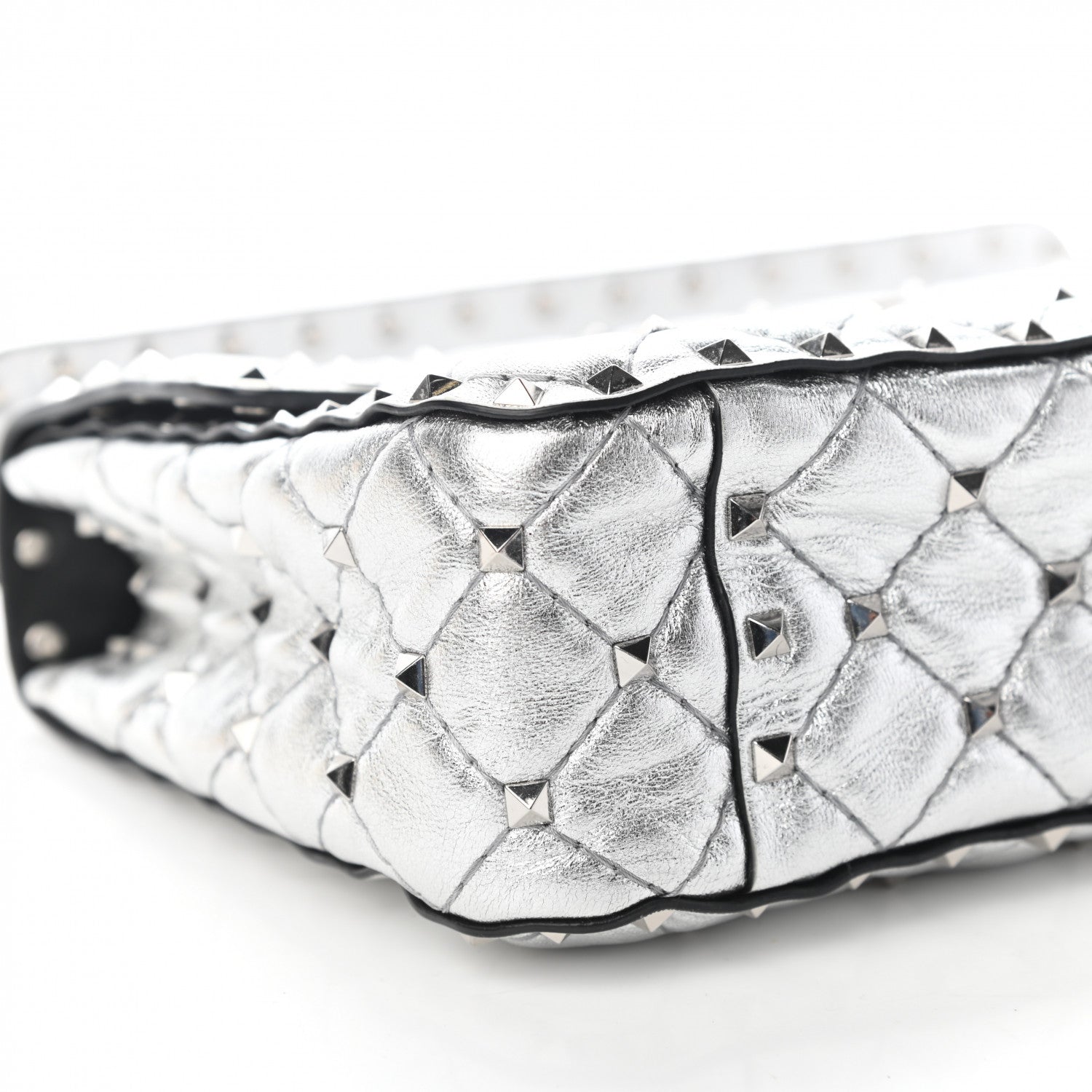Valentino Garavani Metallic Nappa Medium Rockstud Spike Shoulder Bag Silver 8 of 9