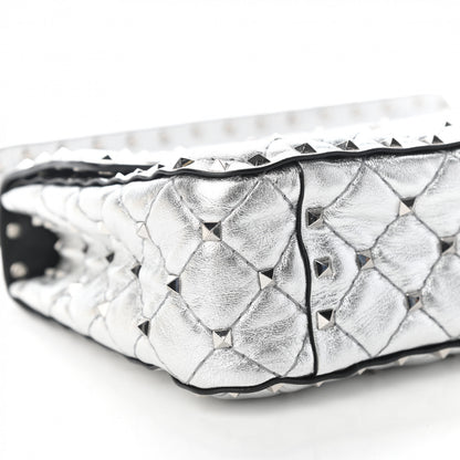 Valentino Garavani Metallic Nappa Medium Rockstud Spike Shoulder Bag Silver 8 of 9