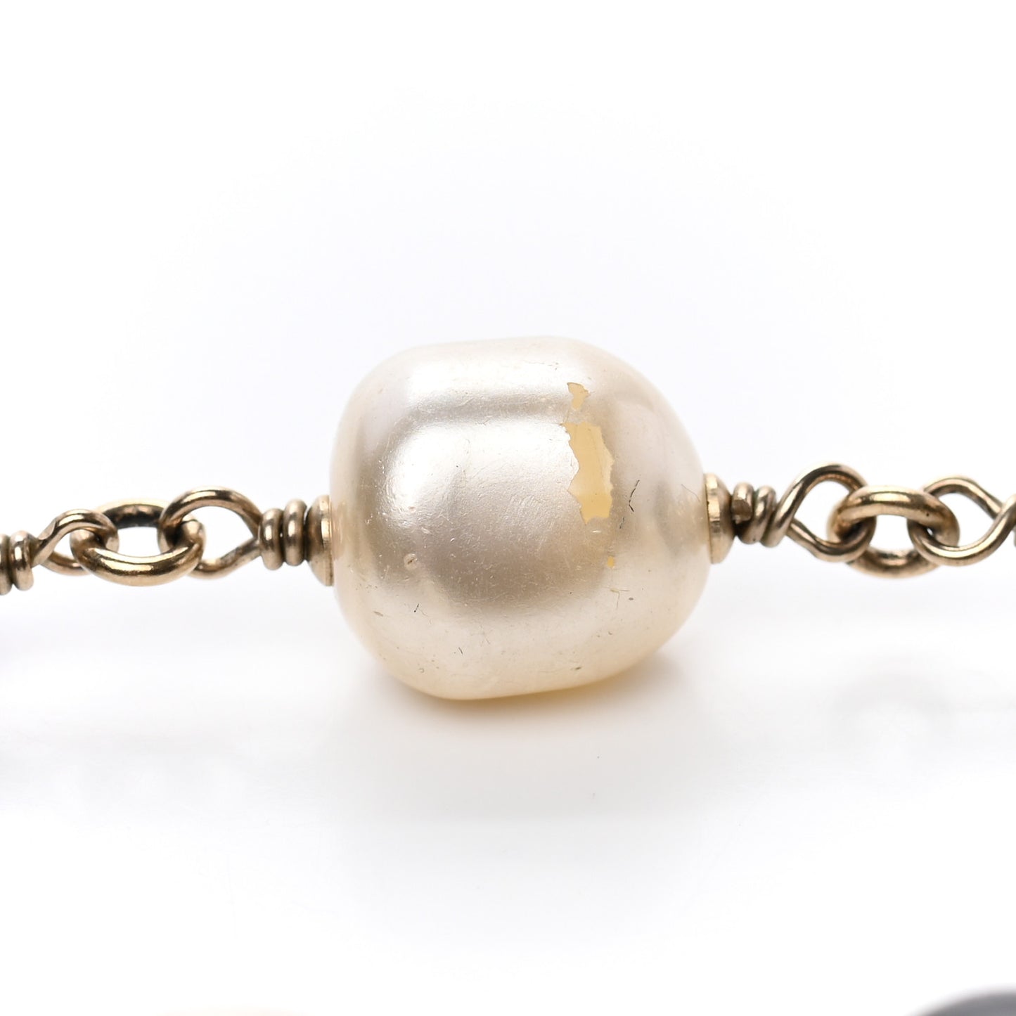 Enamel Pearl Beaded CC Bracelet Gold