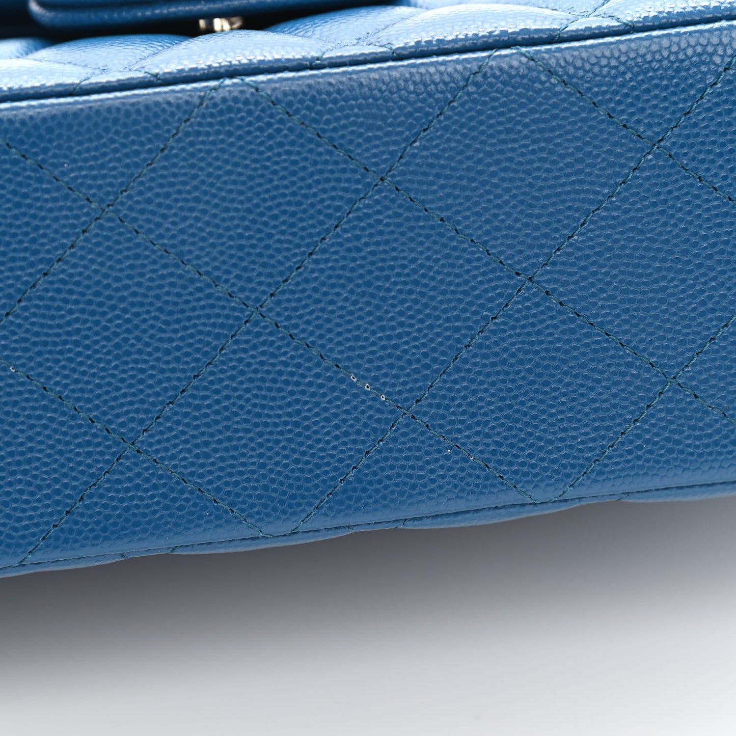 Caviar Quilted Medium Double Flap Blue