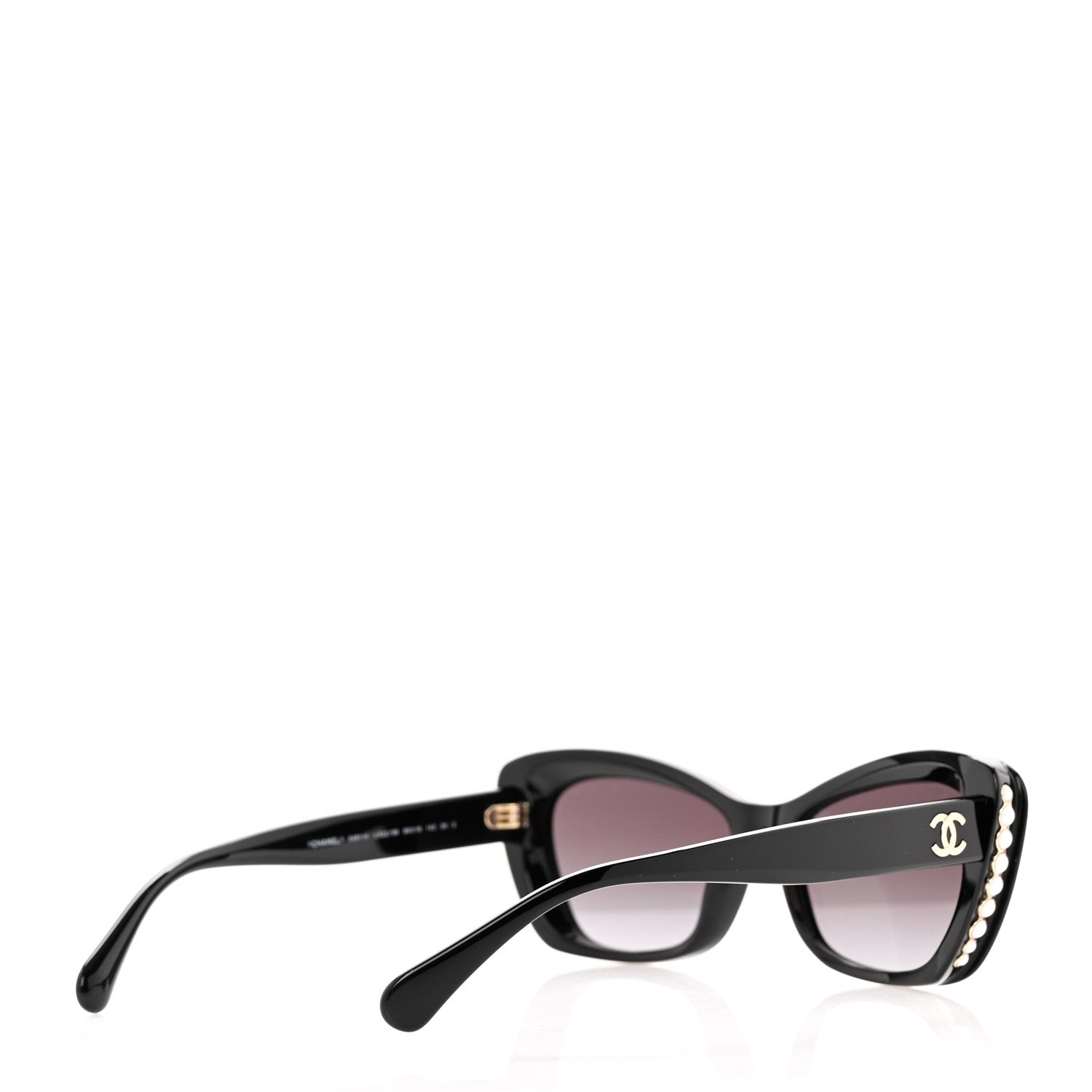 Chanel Acetate Pearl Cat Eye CC Sunglasses 5481-H Black 4 of 7