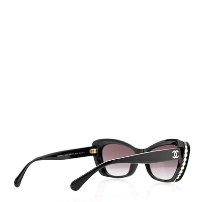 Chanel Acetate Pearl Cat Eye CC Sunglasses 5481-H Black 4 of 7