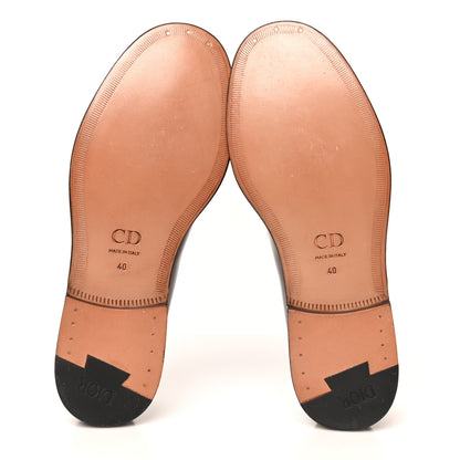 Christian Dior Brushed Calfskin Mens Logo Plaque Loafers 40 Red Black 5 of 8