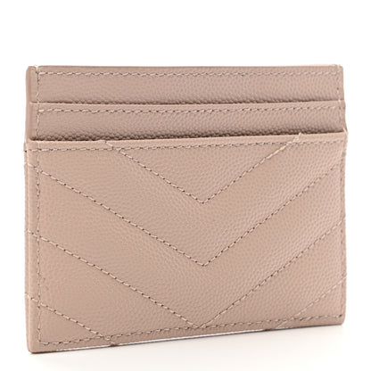 Saint Laurent Grain De Poudre Matelasse Chevron Monogram Credit Card Case Marble Pink 3 of 7