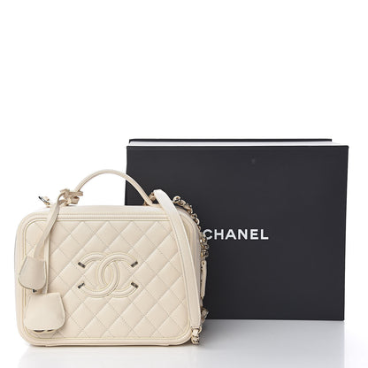 Chanel Caviar Quilted Large CC Filigree Vanity Case Light Beige 14 of 14