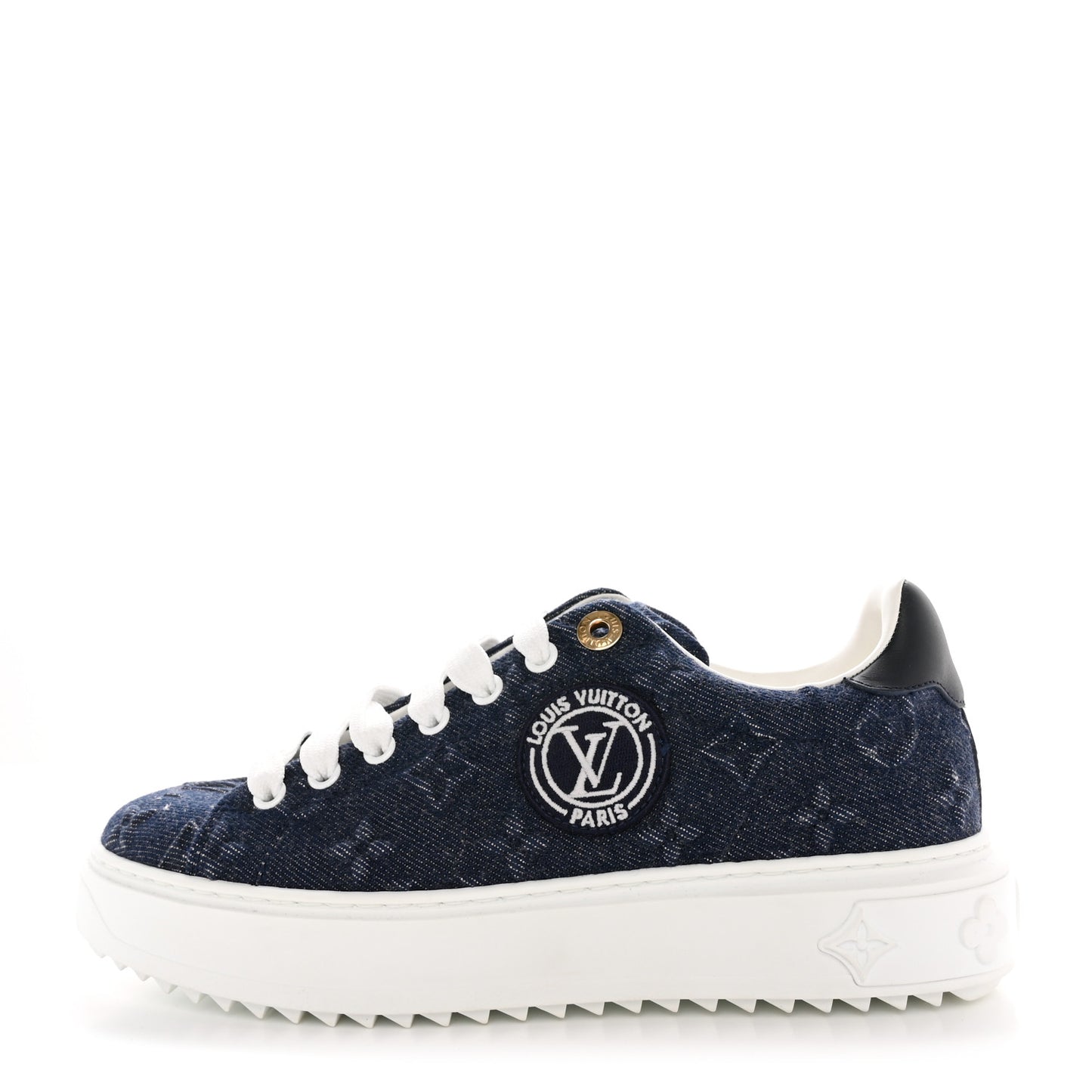 Denim Monogram Debossed Time Out Sneakers 36.5 Blue