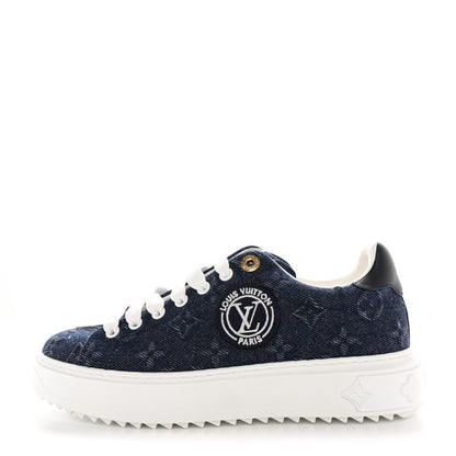 Louis Vuitton Denim Monogram Debossed Time Out Sneakers 36.5 Blue 1 of 10