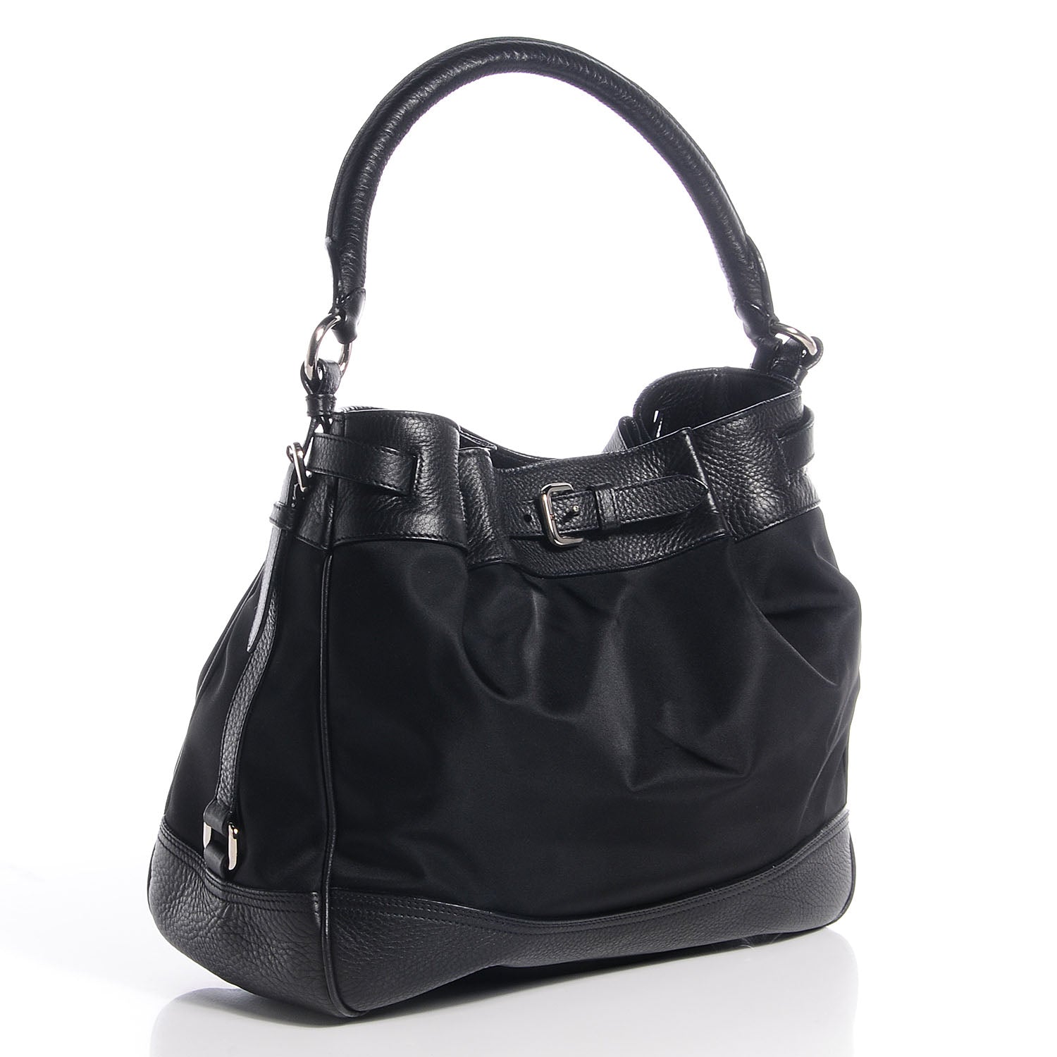 Prada Cervo Tessuto Nylon Belted Hobo Nero Black 3 of 8