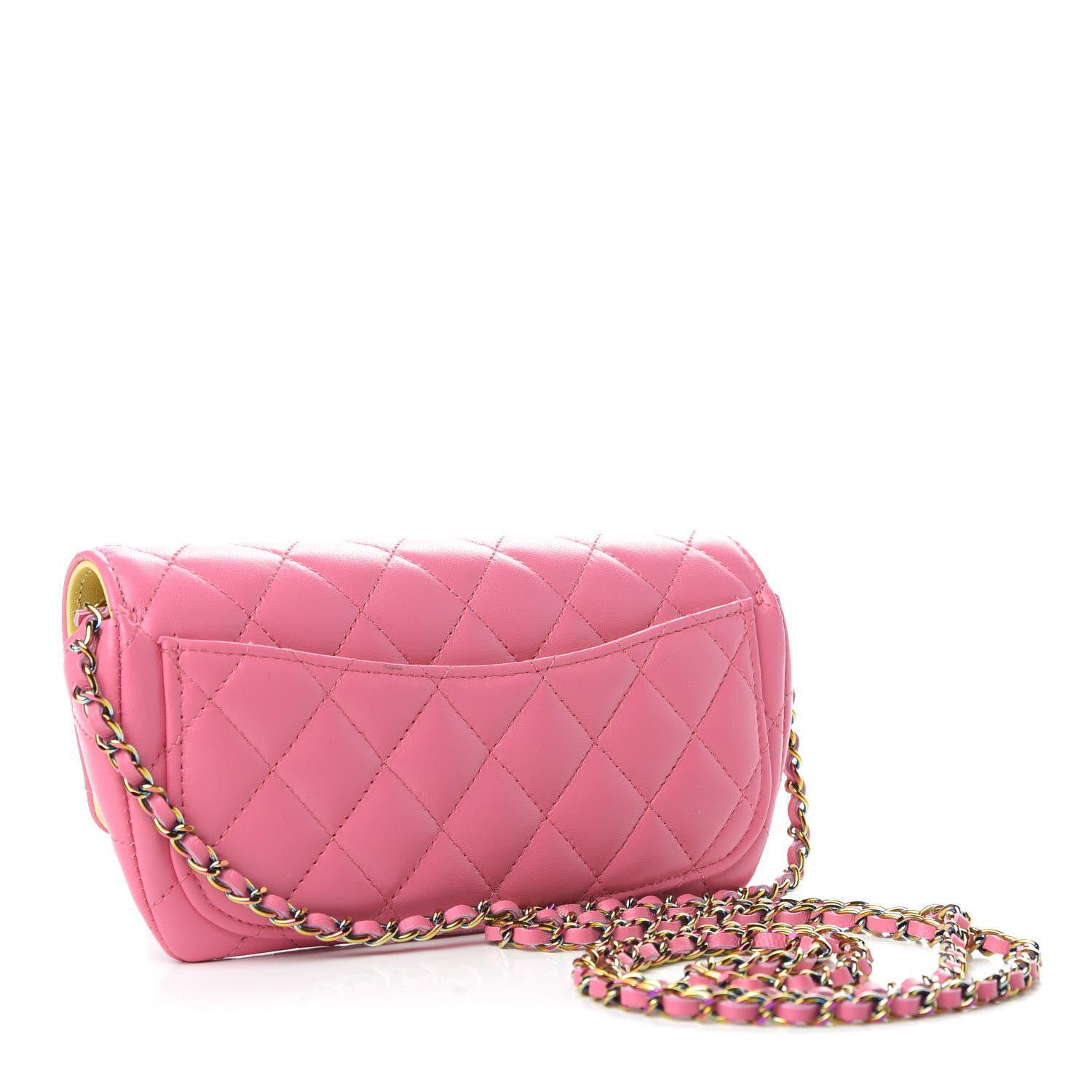 Chanel Lambskin Quilted Glasses Case With Chain Pink Yellow 3 of 10