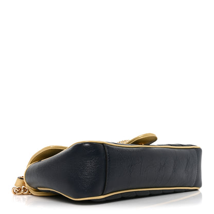 Gucci Azalea Calfskin Matelasse Diagonal Small Torchon GG Marmont Shoulder Bag Blue Agata New Cherry Red Butter 4 of 10