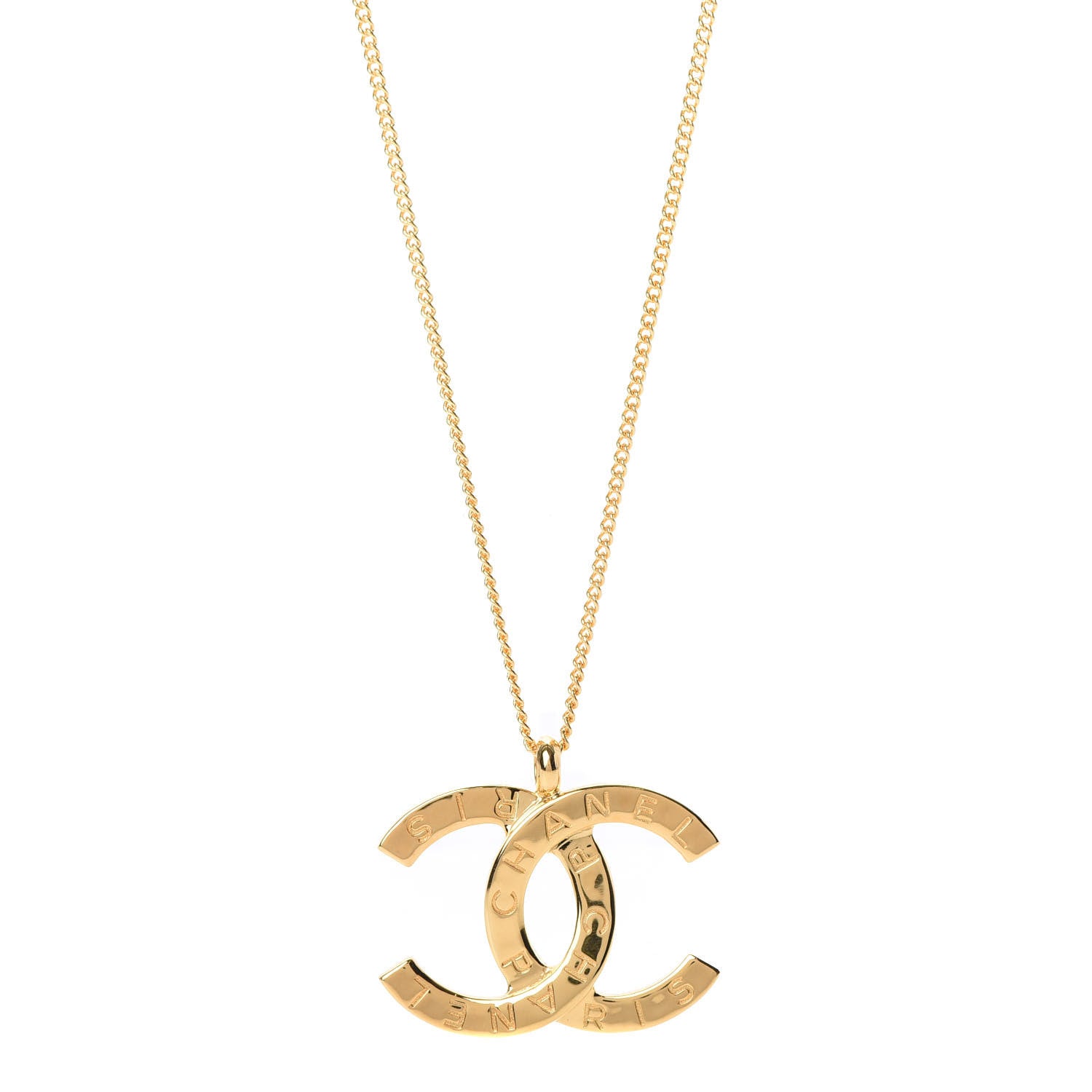 Chanel Metal CC Paris Button Necklace Gold 1 of 5
