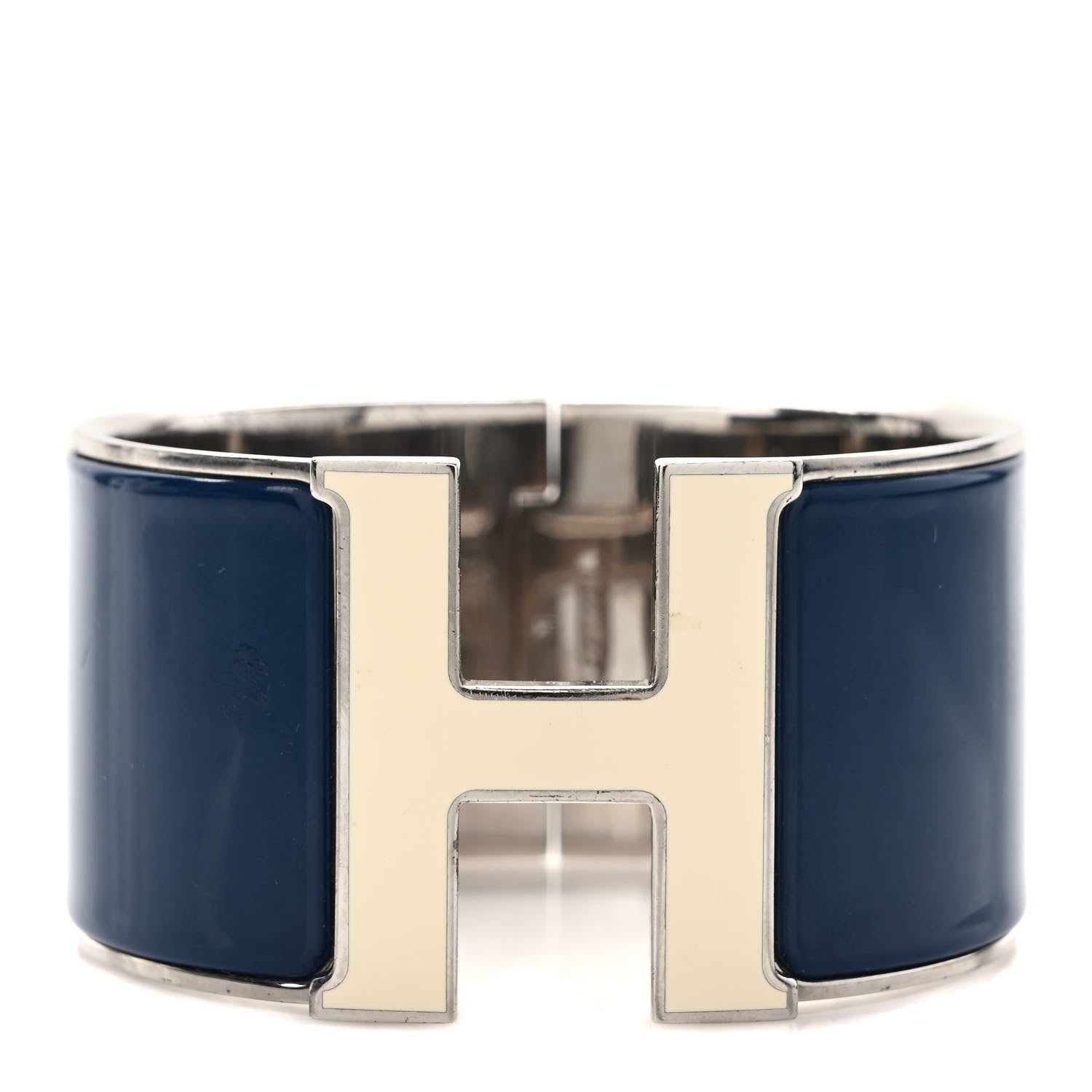 Hermes Enamel Extra Wide Clic Clac H Bracelet GM Bleu Nuit 1 of 6