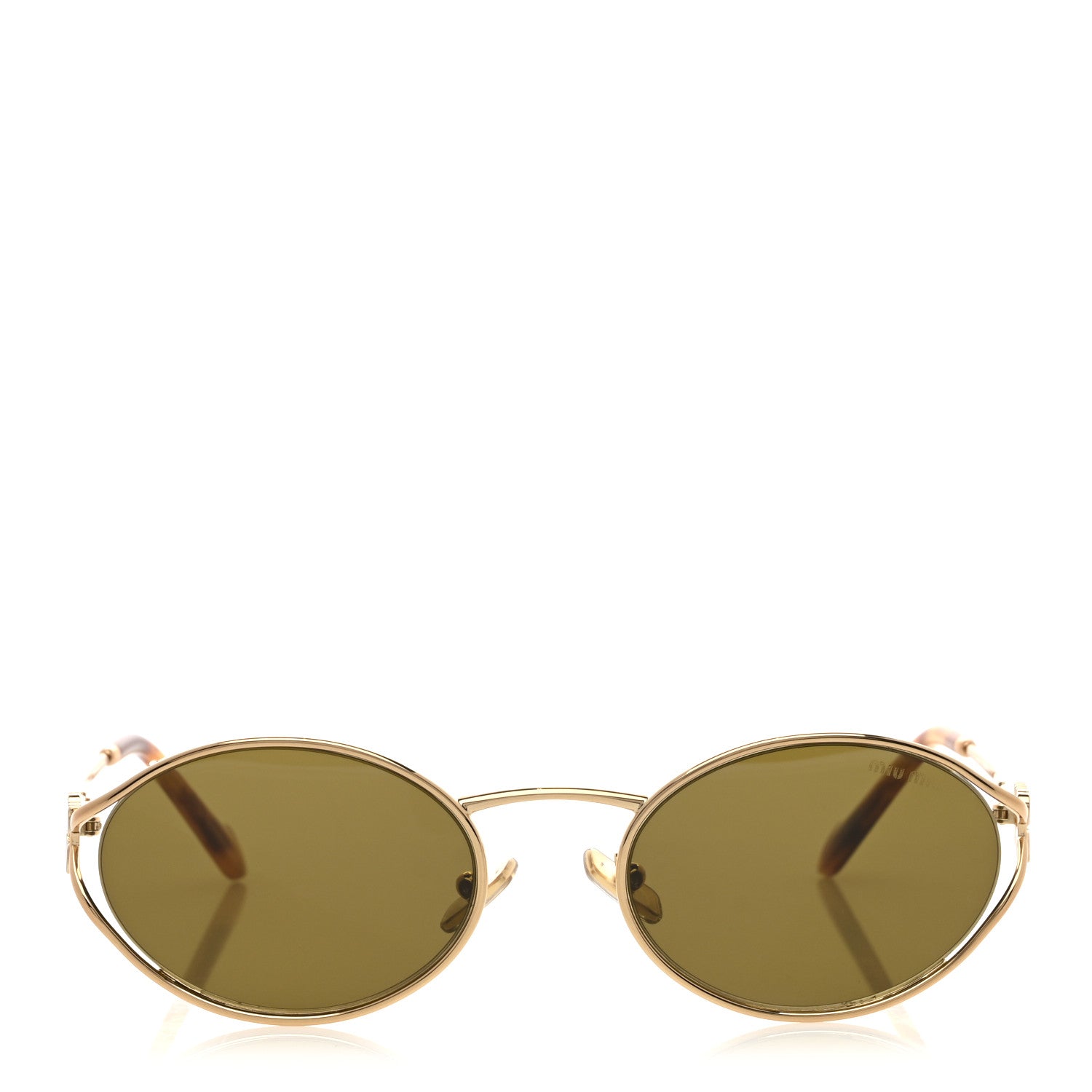 Miu Miu Metal Oval Sunglasses SMU52Y Black Gold 2 of 8