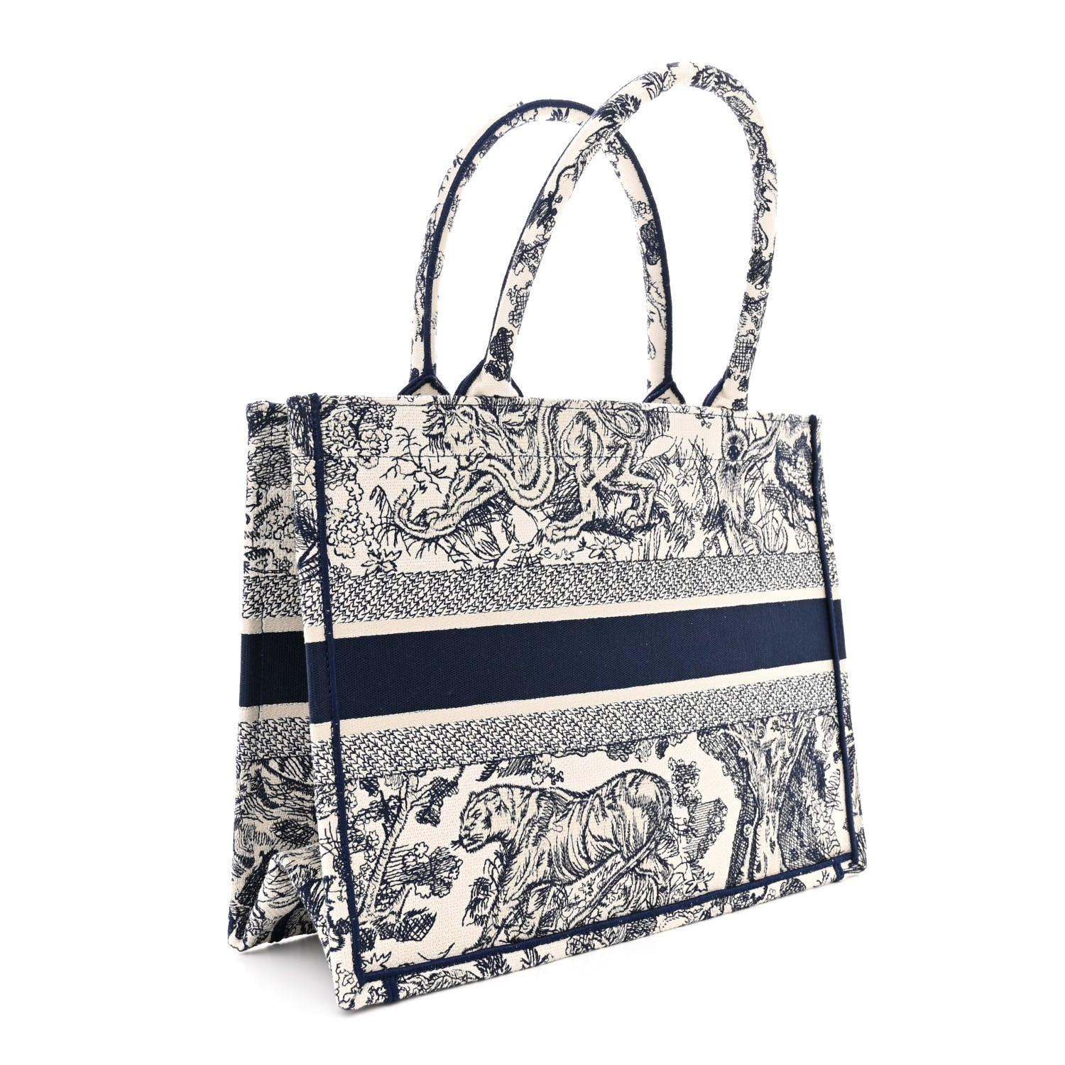 Christian Dior Canvas Embroidered Medium Dioriviera Toile De Jouy Book Tote Blue 3 of 12