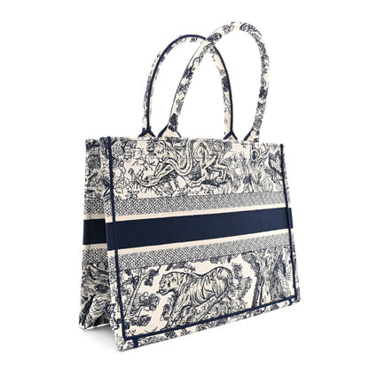 Christian Dior Canvas Embroidered Medium Dioriviera Toile De Jouy Book Tote Blue 3 of 12