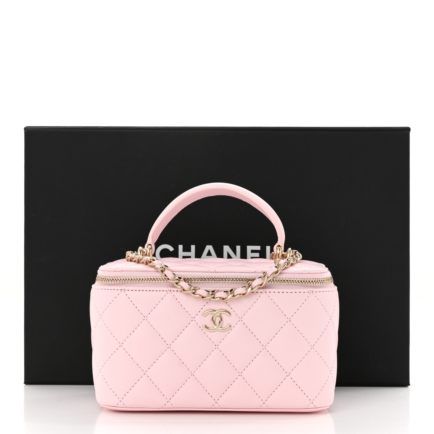 Chanel Lambskin Quilted Small Top Handle Vanity Case With Chain Light Pink 11 of 11