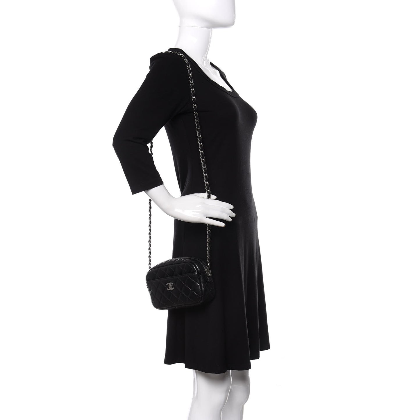 Lambskin Quilted Small Timeless Camera Case Black