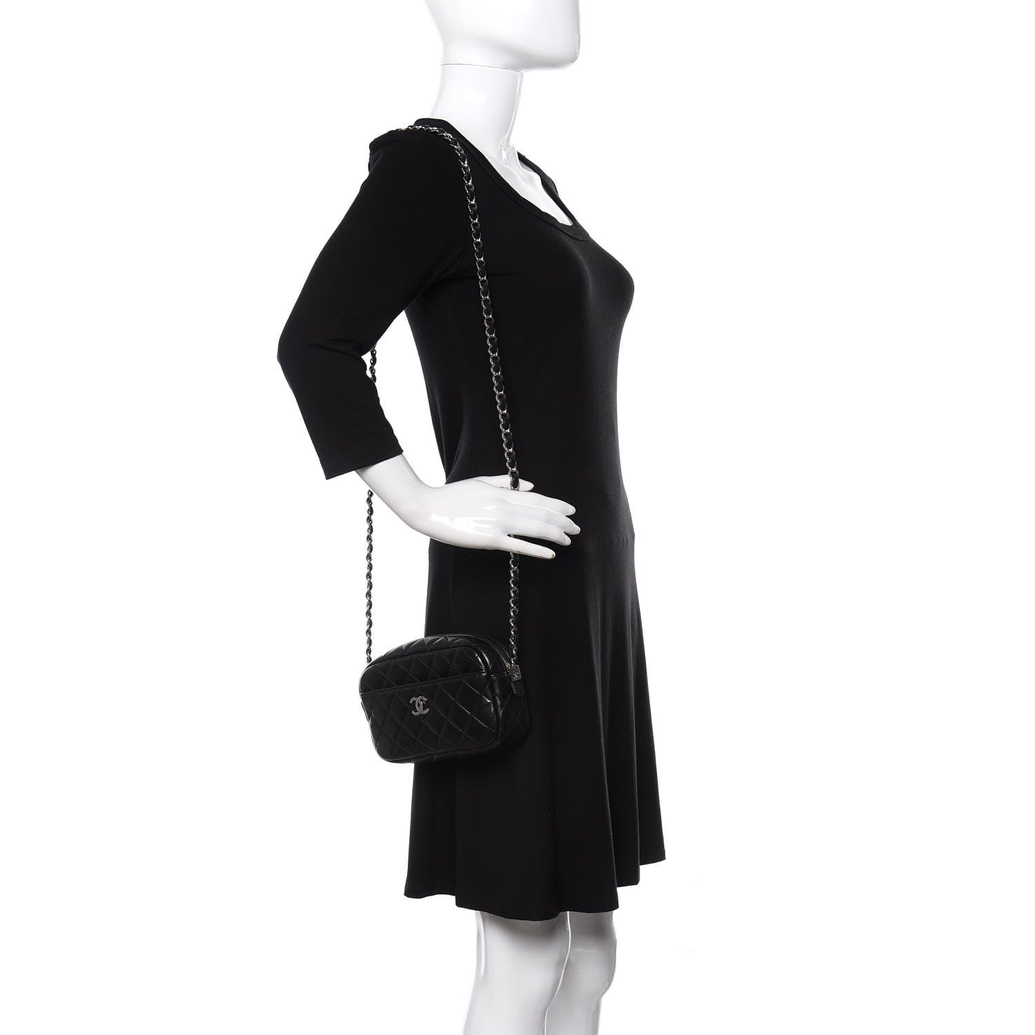 Chanel Lambskin Quilted Small Timeless Camera Case Black 2 of 11