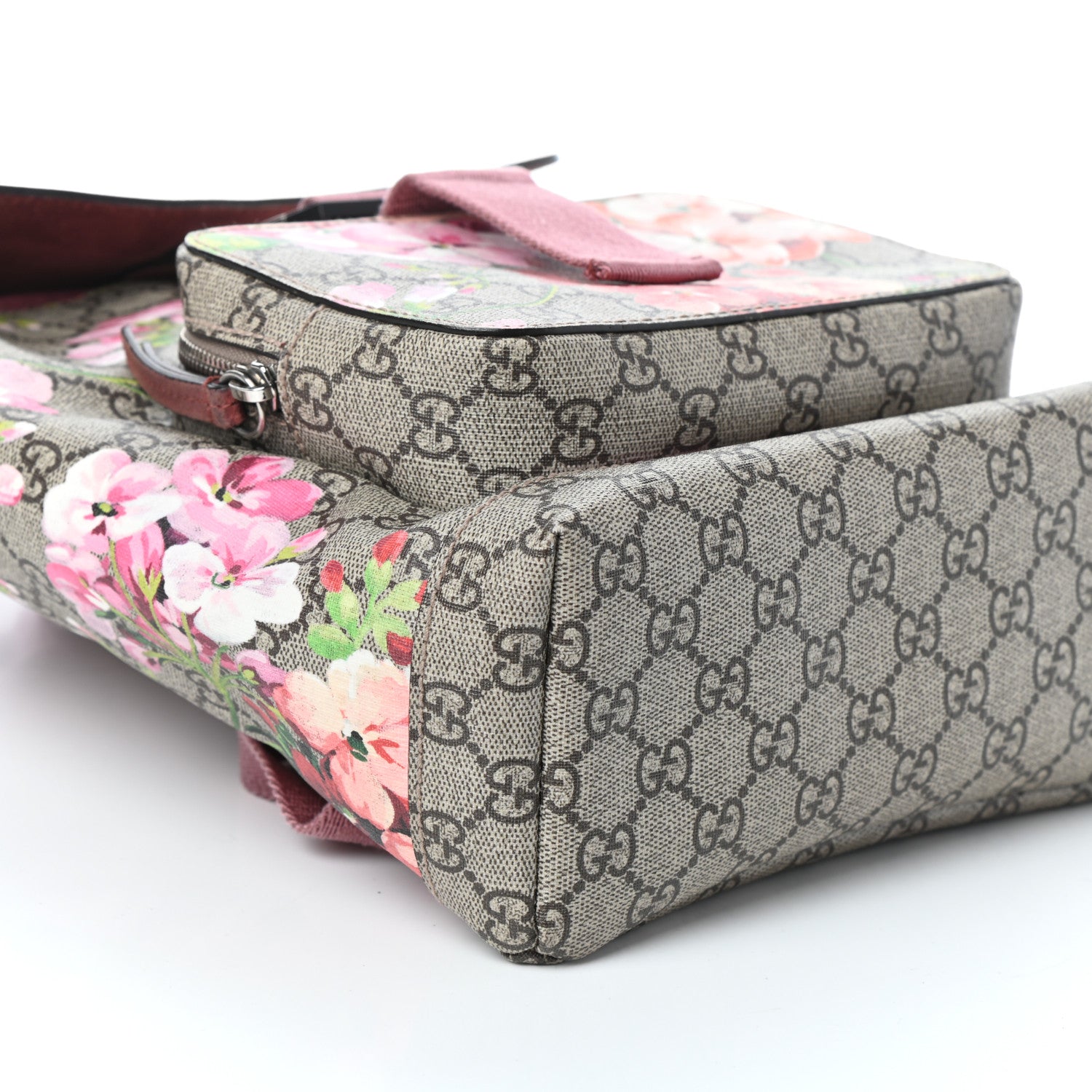 Gucci GG Supreme Monogram Blooms Small Single Buckle Backpack Beige Multicolor Dry Rose 8 of 9
