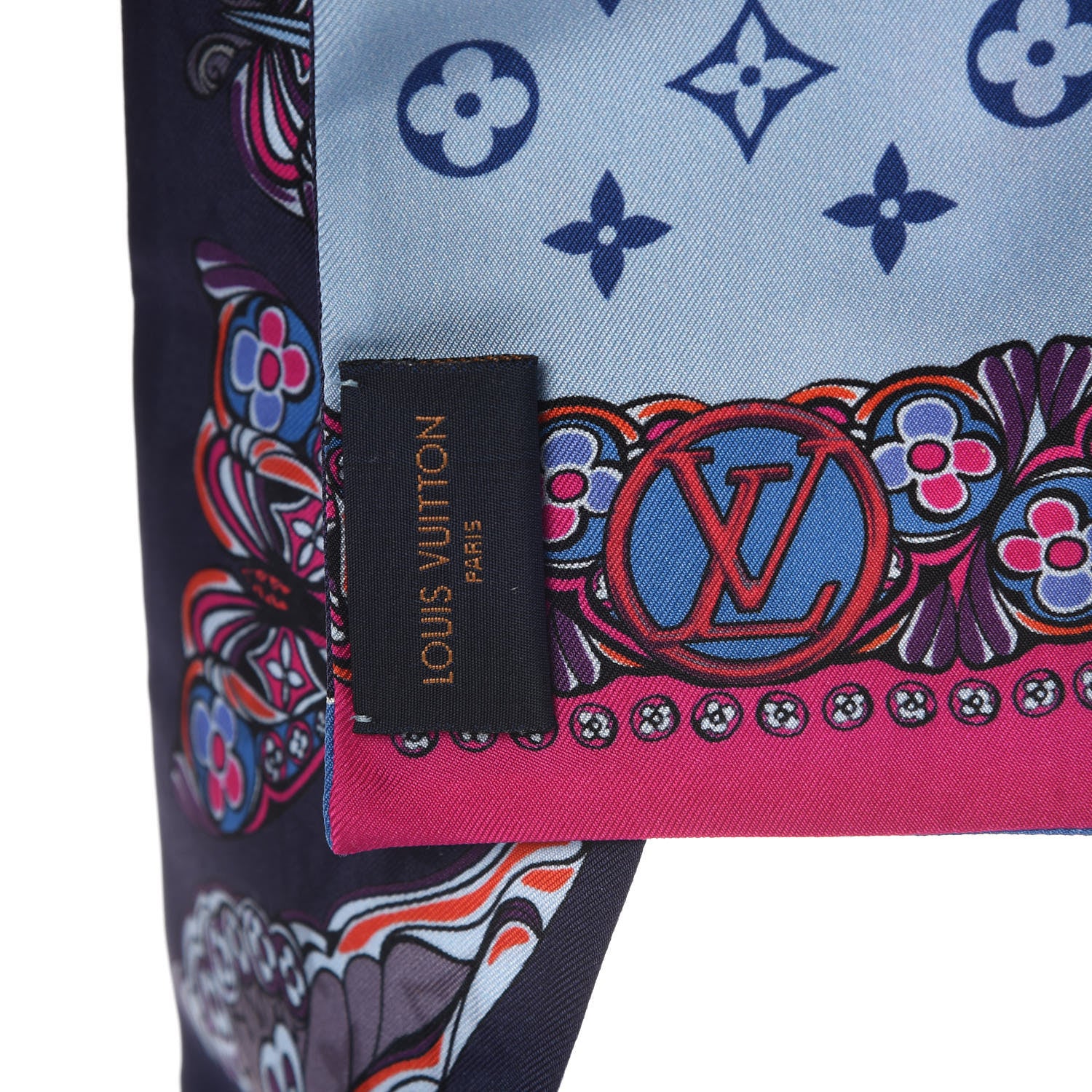 Louis Vuitton Silk Monogram World Of Love Bandeau Navy 4 of 4