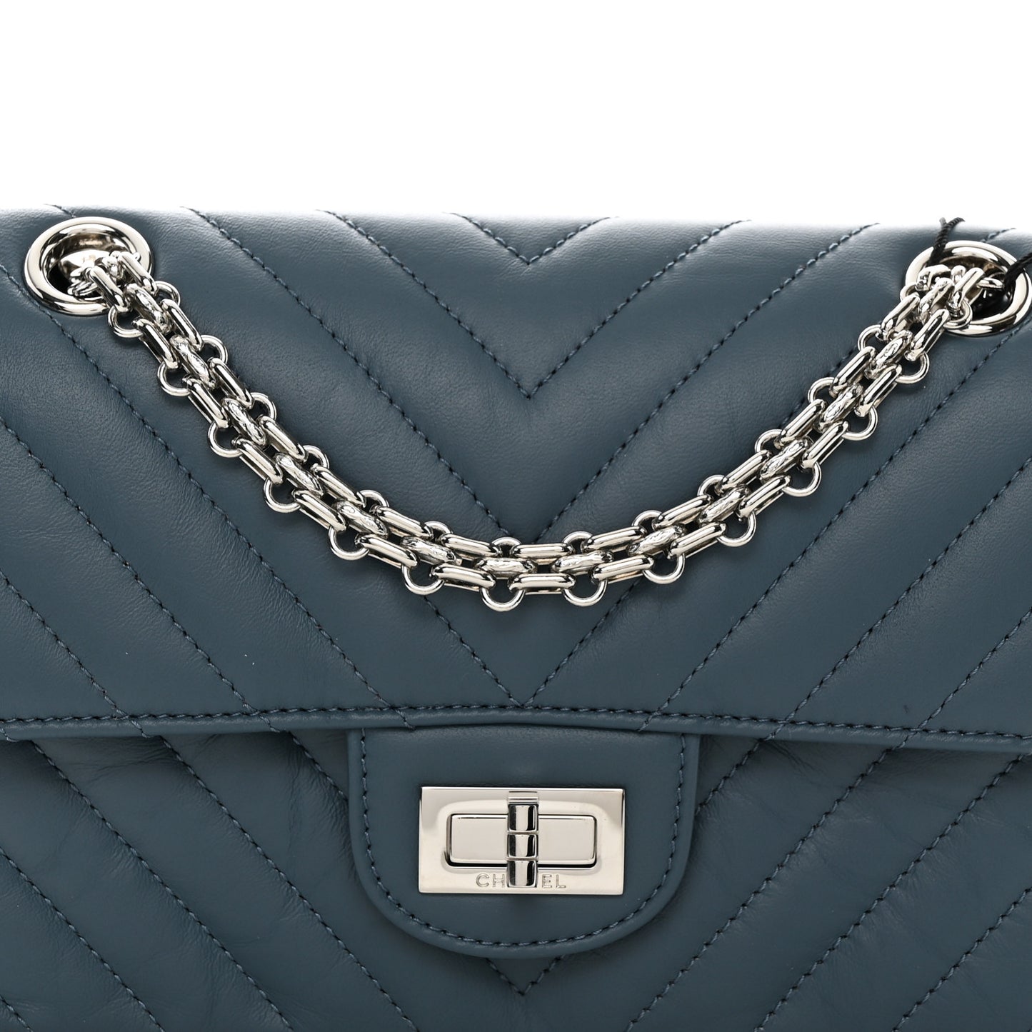 Aged Calfskin Chevron Quilted 2.55 Reissue Mini Flap Blue