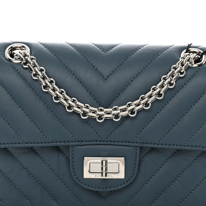 Chanel Aged Calfskin Chevron Quilted 2.55 Reissue Mini Flap Blue 8 of 11