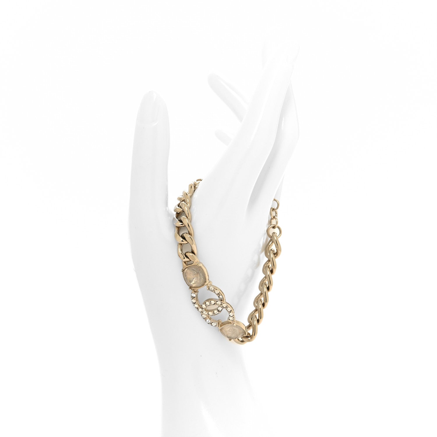 Chanel Glass Crystal CC Chain Bracelet Gold 2 of 5