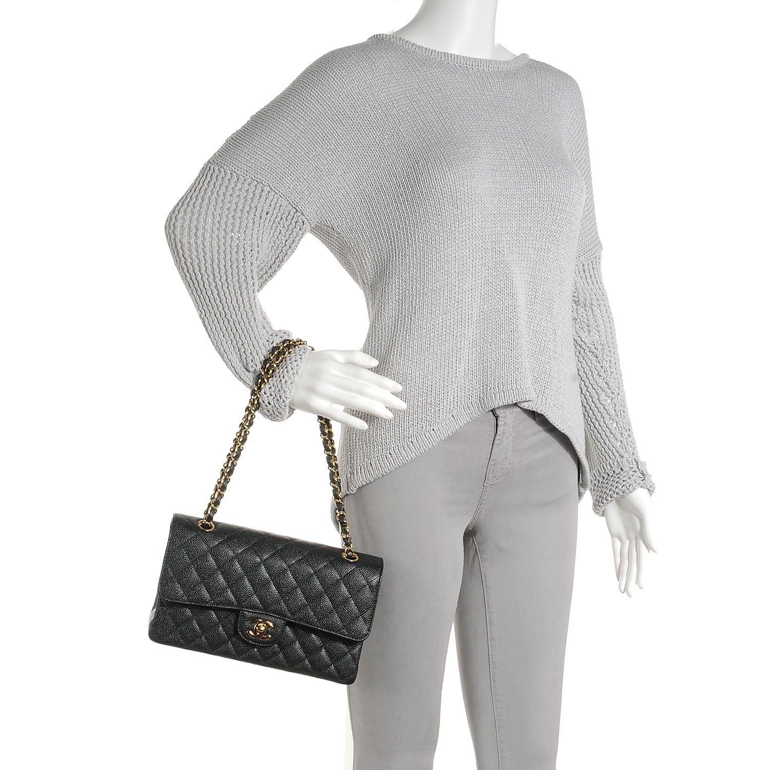 Chanel Caviar Quilted Medium Double Flap Black 2 of 8