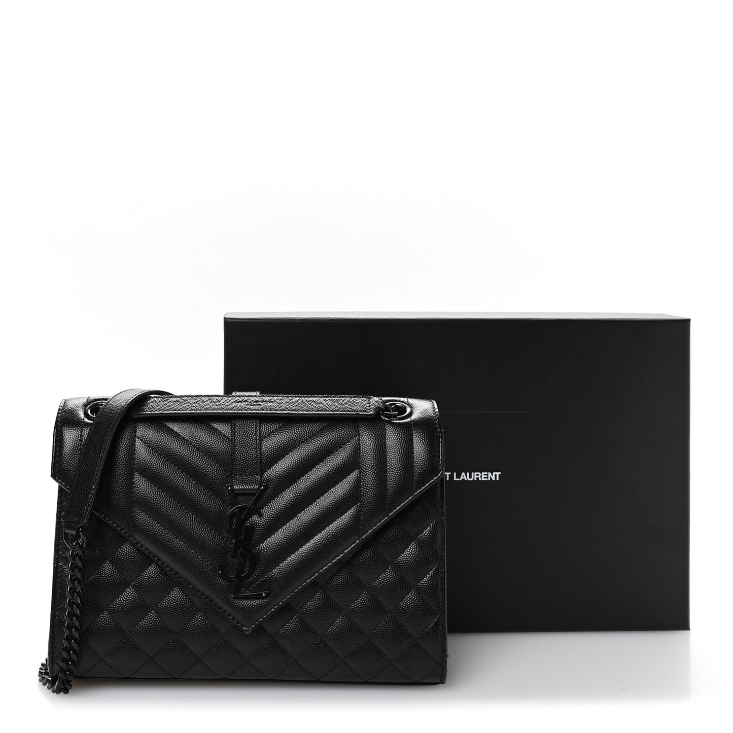 Grain De Poudre Textured Mixed Matelasse Triquilt Medium Monogram Monochrome Satchel Black