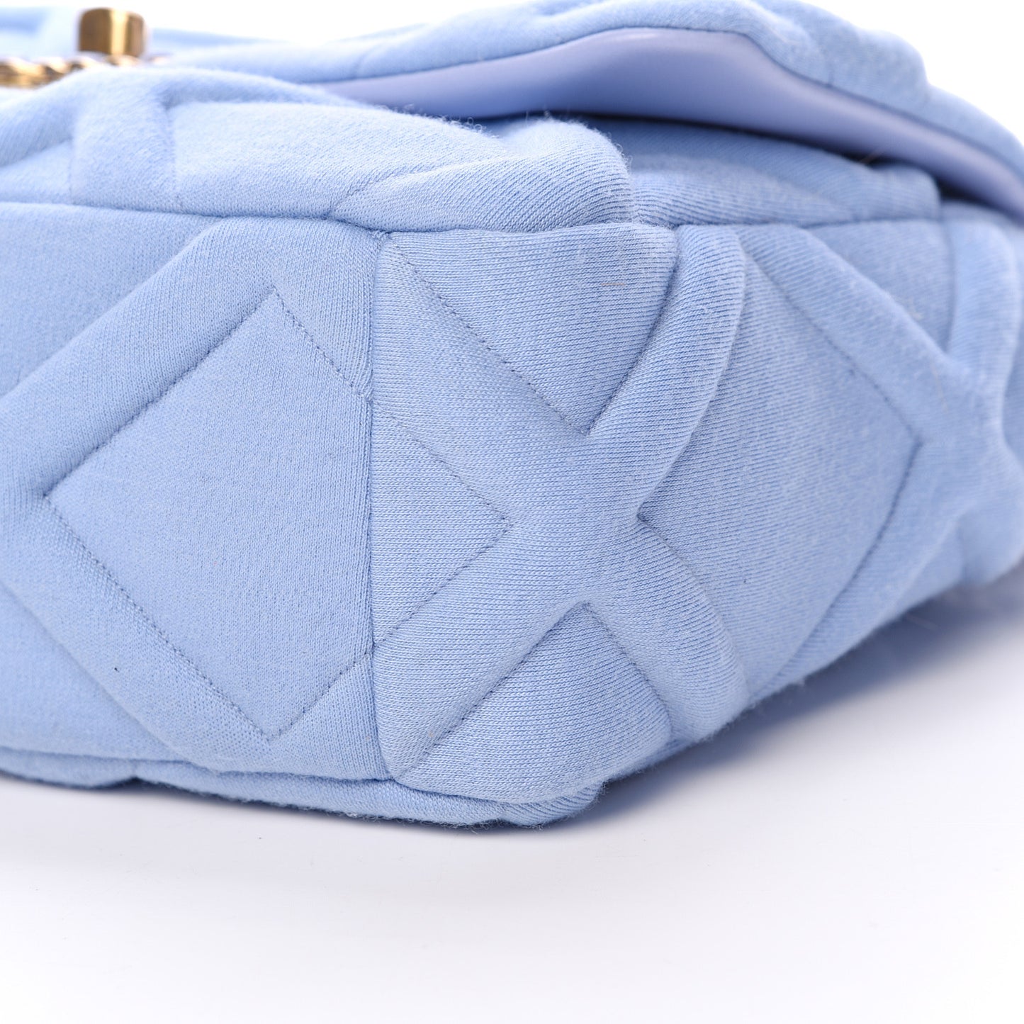 Jersey Lambskin Quilted Medium 19 Flap Light Blue