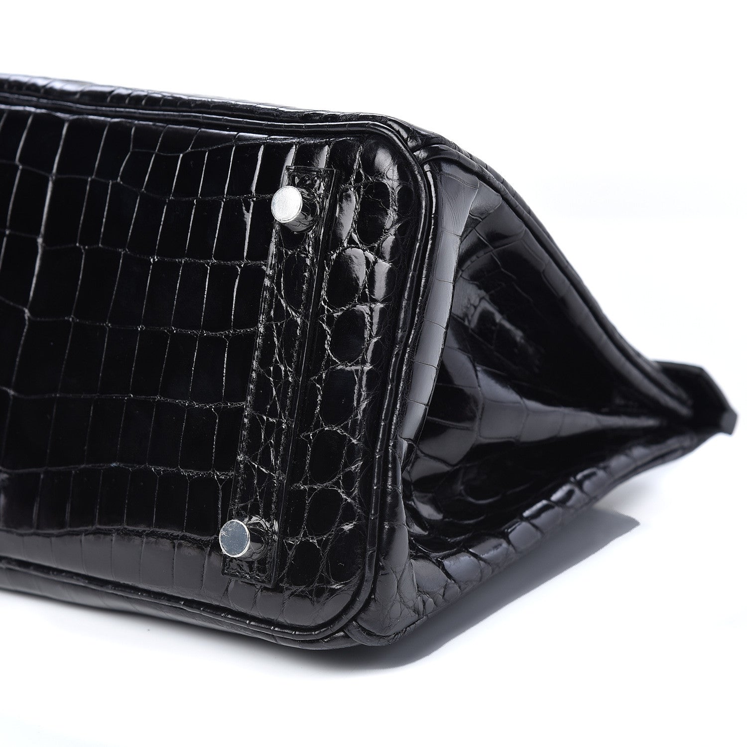 Hermes Shiny Niloticus Crocodile Birkin 25 Black 9 of 36