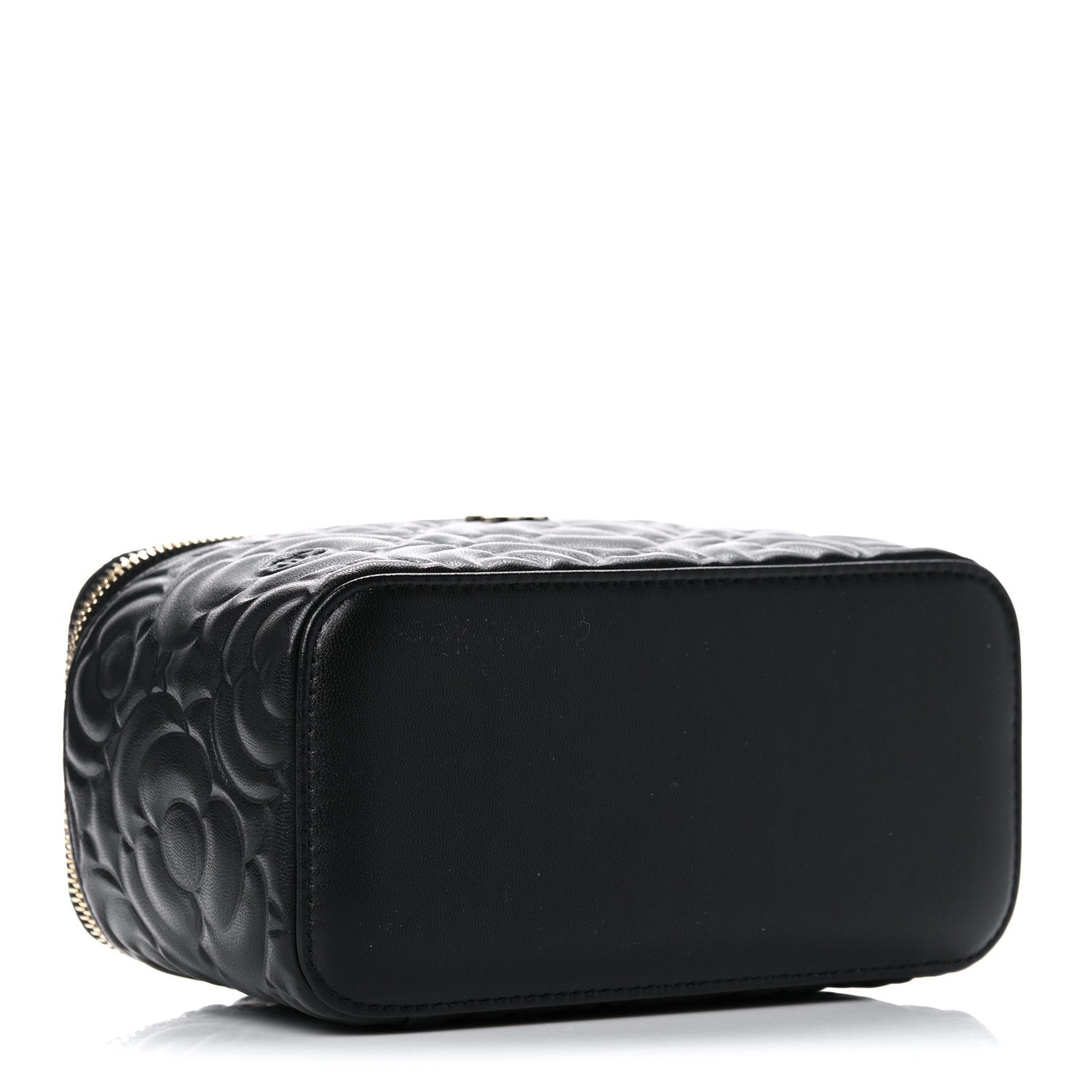Chanel Lambskin Camellia Embossed Small Vanity Case With Chain Black 4 of 11
