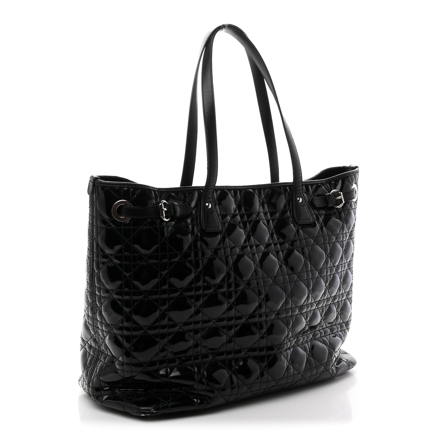 Christian Dior Patent Cannage Medium Panarea Tote Black 3 of 11