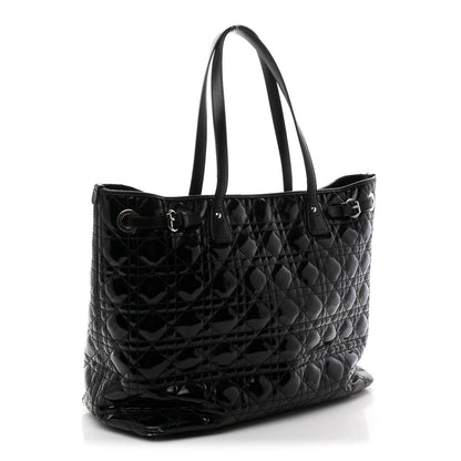 Christian Dior Patent Cannage Medium Panarea Tote Black 3 of 11