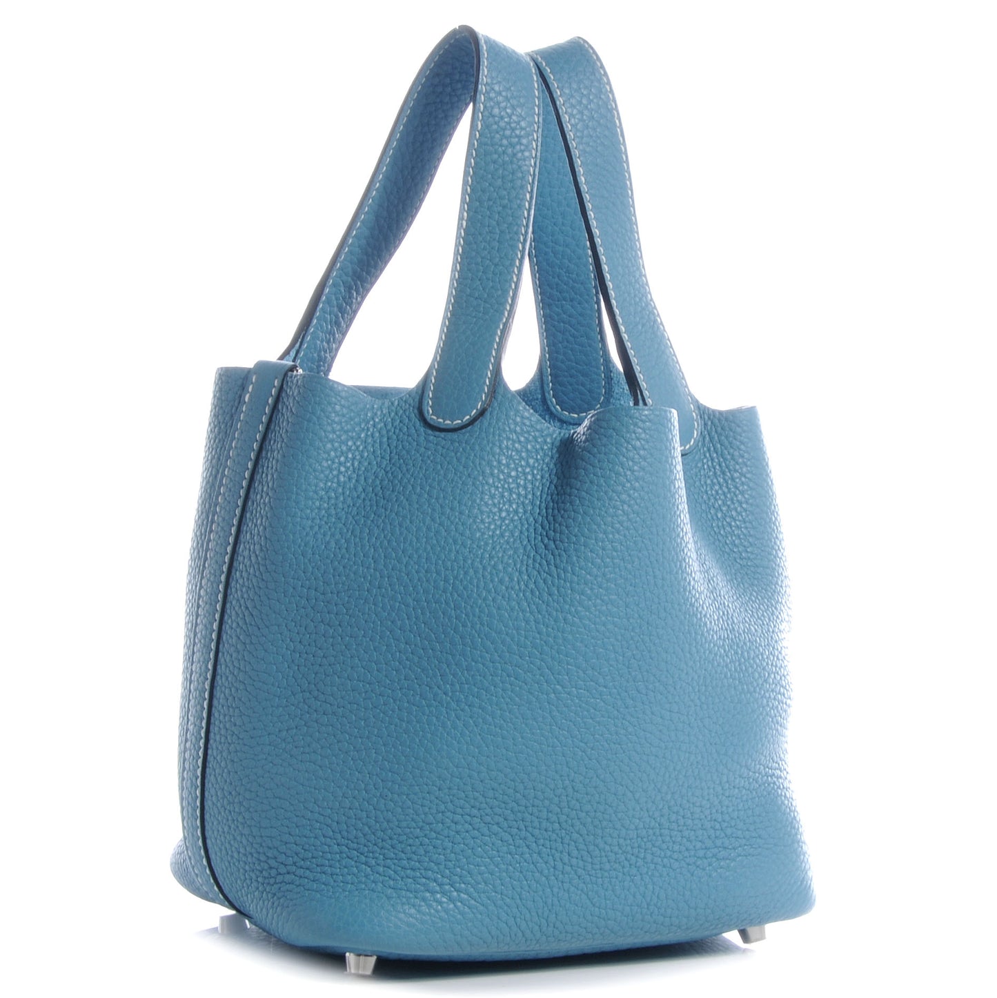 Taurillon Clemence Picotin Lock PM Blue Jean