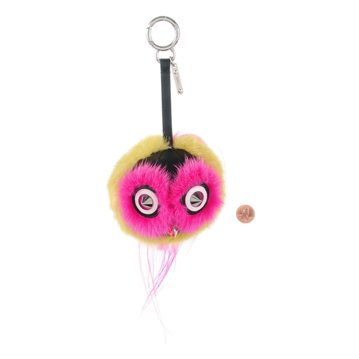 Fendi Mink Goat Fur Nappa QuTweet Coolibri Bag Bug Charm Verde Acido Fuxia Multicolor Black 2 of 3