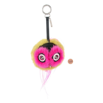 Fendi Mink Goat Fur Nappa QuTweet Coolibri Bag Bug Charm Verde Acido Fuxia Multicolor Black 2 of 3