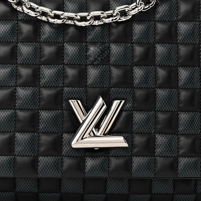 Louis Vuitton Calfskin Quilted Damier Twist MM Black Anthracite 7 of 10