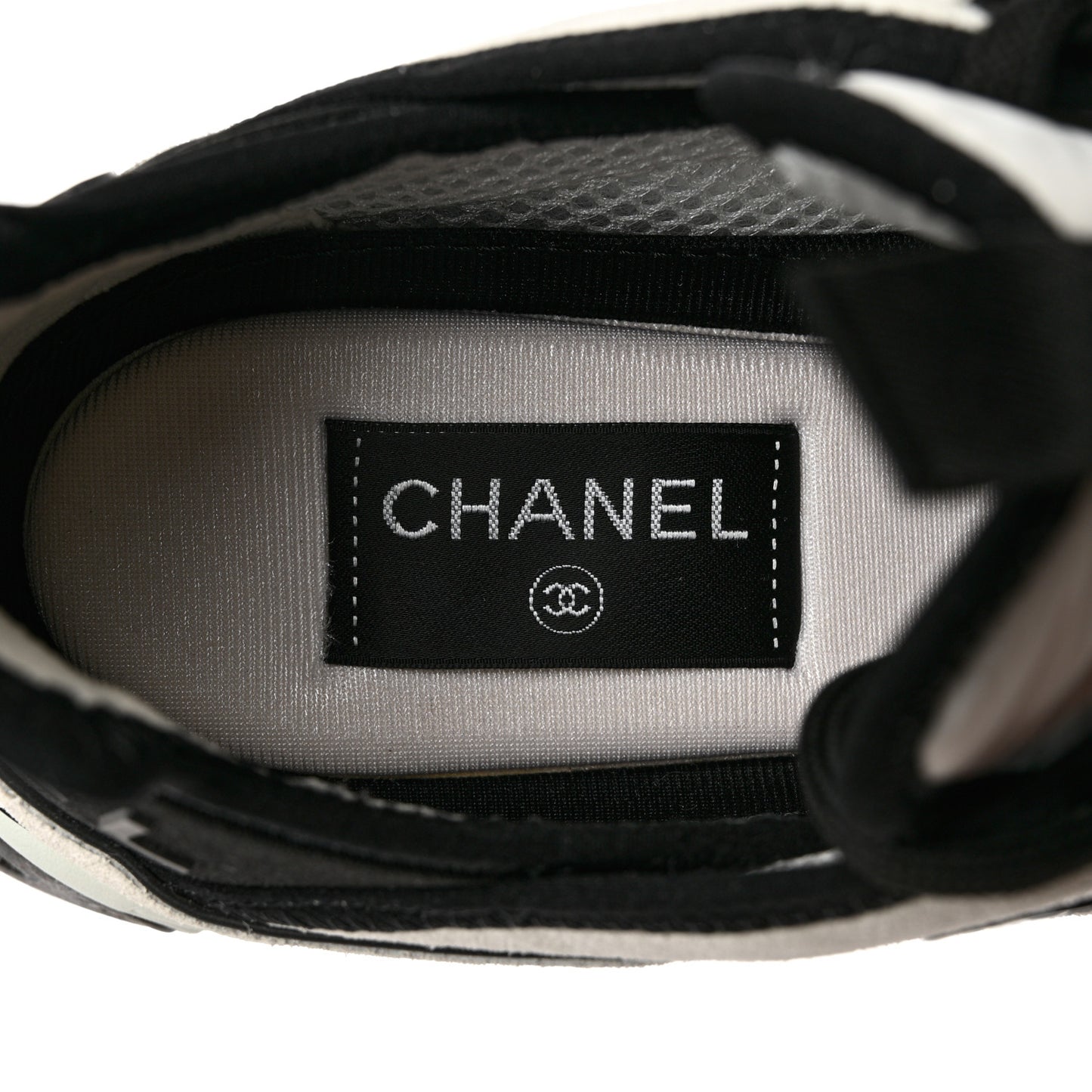 Velvet Calfskin Mixed Fibers CC Sneakers 39.5 Ivory Black