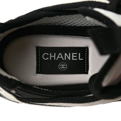 Chanel Velvet Calfskin Mixed Fibers CC Sneakers 39.5 Ivory Black 7 of 10