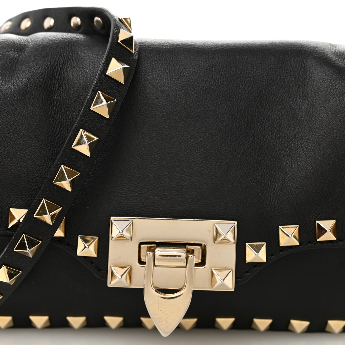 Vitello Mini Rockstud Flap Saddle Crossbody Bag Black