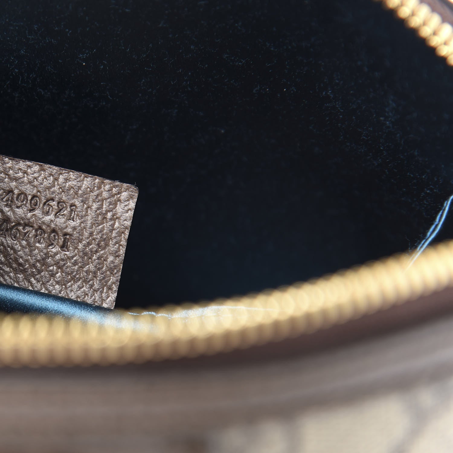 Gucci GG Supreme Monogram Textured Dollar Calfskin Web Small Ophidia Dome Shoulder Bag Beige Ebony New Acero 7 of 11