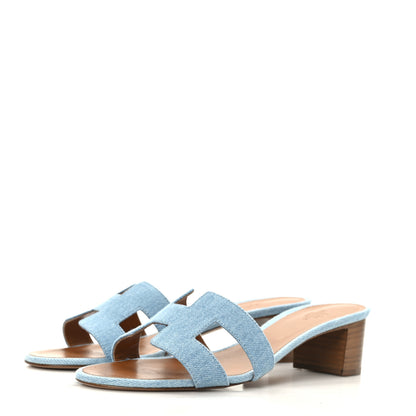 Hermes Denim Oasis Sandals 40 Bleu Clair 3 of 9