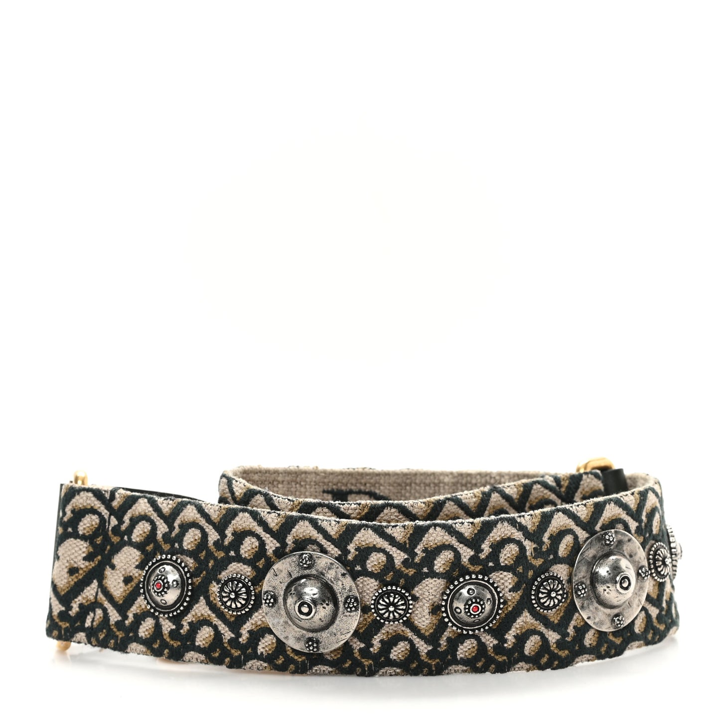 Oblique Studded Shoulder Strap Green Multicolor