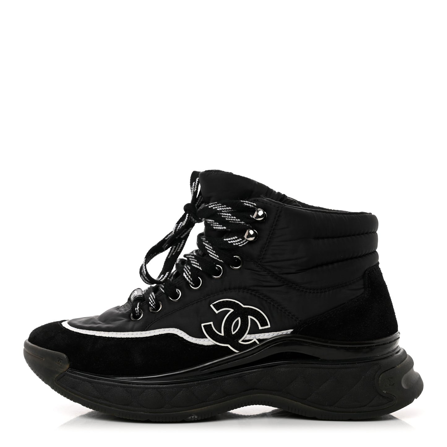 Fabric Calfskin Suede Womens CC Sneakers 36 Black