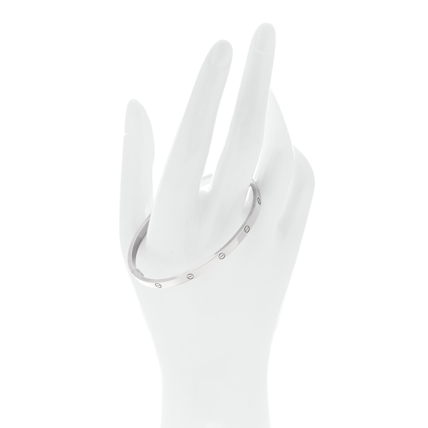 Cartier 18K White Gold Small LOVE Bracelet 18 2 of 8