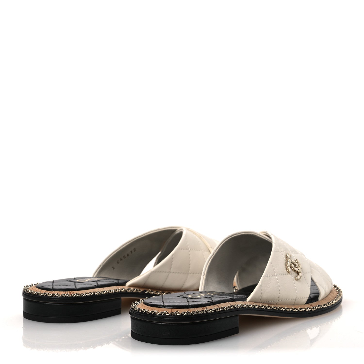 Chanel Lambskin Quilted Chain CC Sandals 37.5 White 7 of 10